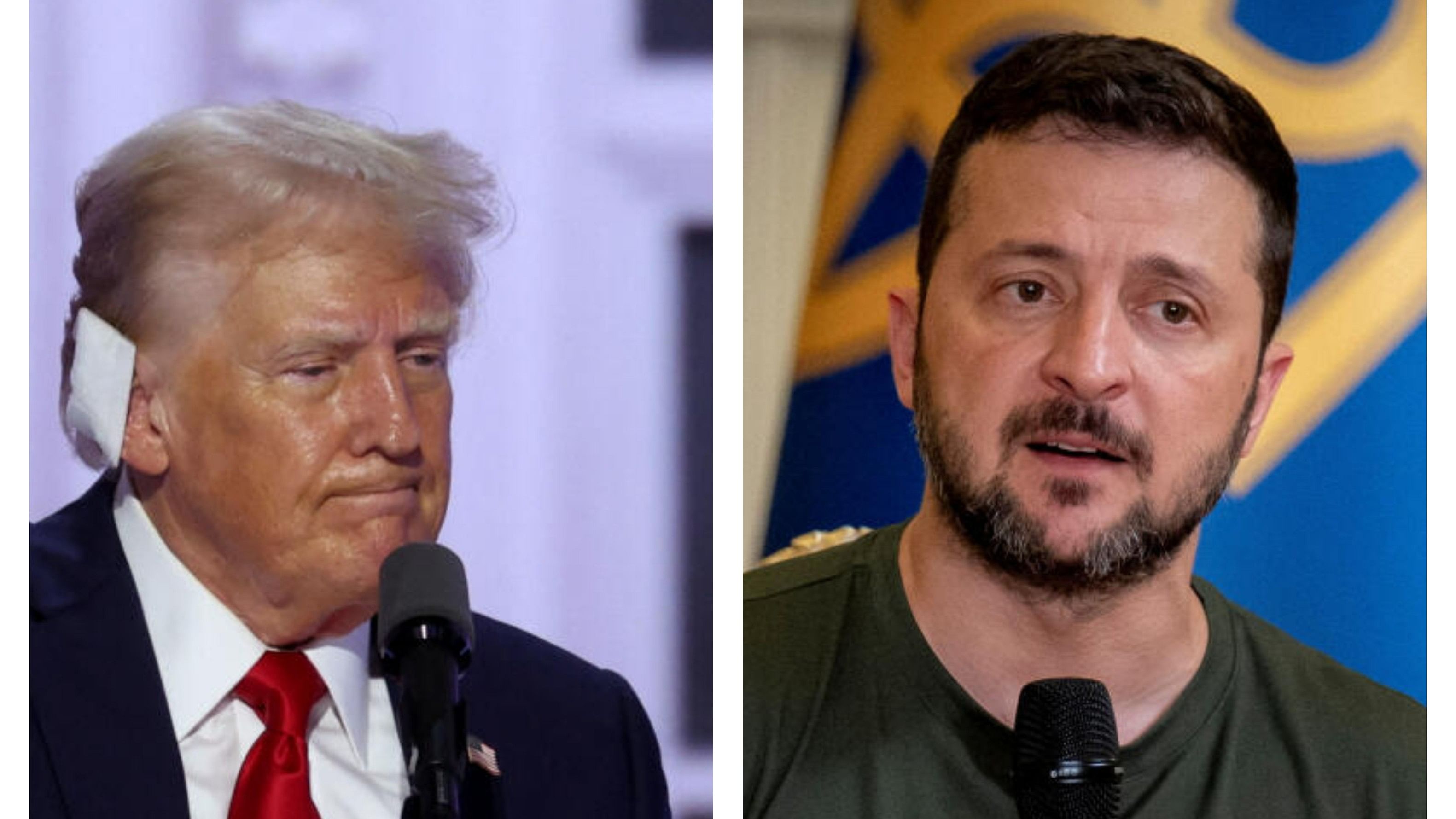 <div class="paragraphs"><p>Republican presidential nominee and former US President Donald Trump and&nbsp;Ukraine's President Zelenskyy(R).</p></div>